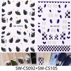 Cartoon Style Nail Art Stickers Pink Love Flame Kitten Human Face