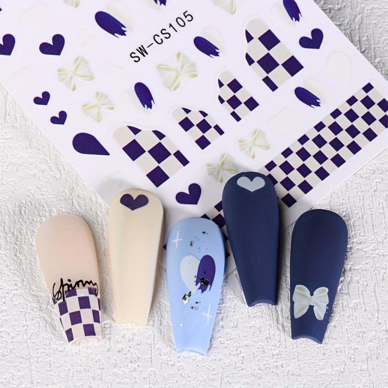Cartoon Style Nail Art Stickers Pink Love Flame Kitten Human Face