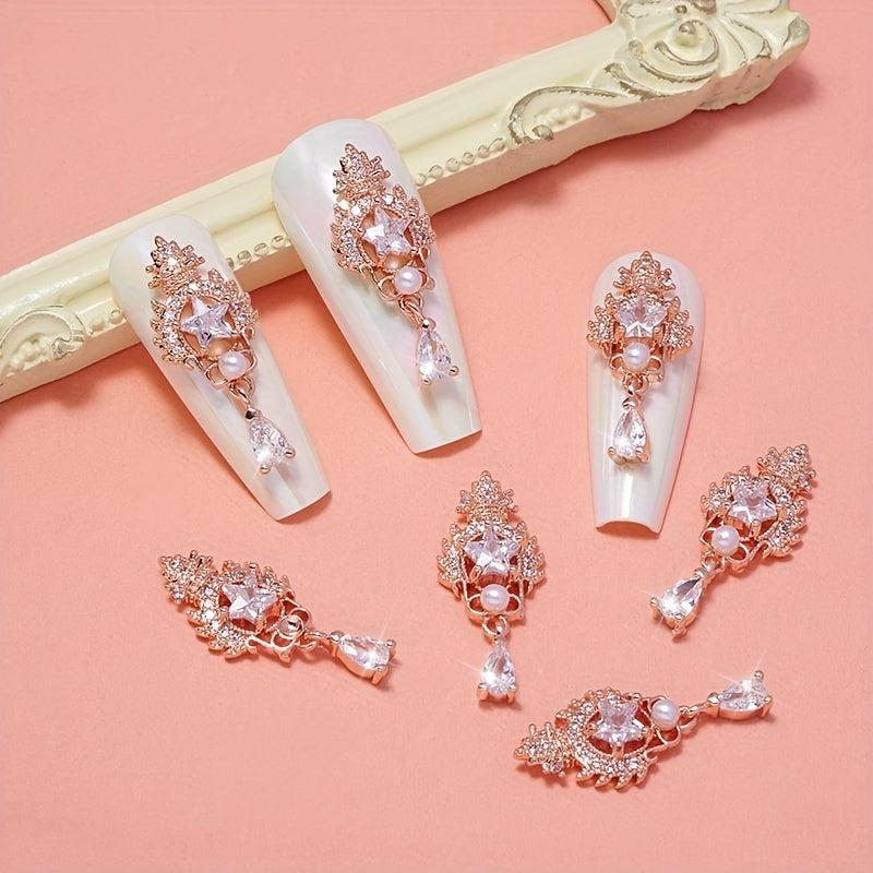 Zircon Star Crown Pendant Nail Art Rhinestone Accessory