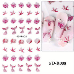 Colorful Fish Tail Nail Sticker 5D Mermaid Tail Nail Art Decals