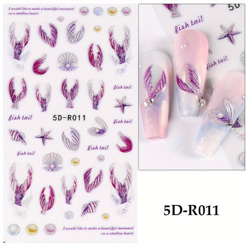 Colorful Fish Tail Nail Sticker 5D Mermaid Tail Nail Art Decals