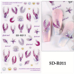 Colorful Fish Tail Nail Sticker 5D Mermaid Tail Nail Art Decals