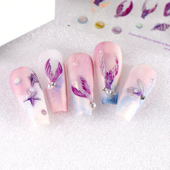 Colorful Fish Tail Nail Sticker 5D Mermaid Tail Nail Art Decals