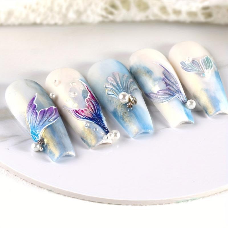 Colorful Fish Tail Nail Sticker 5D Mermaid Tail Nail Art Decals