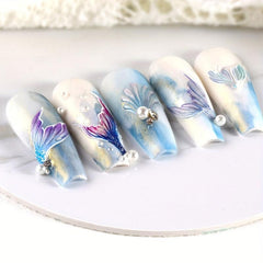 Colorful Fish Tail Nail Sticker 5D Mermaid Tail Nail Art Decals