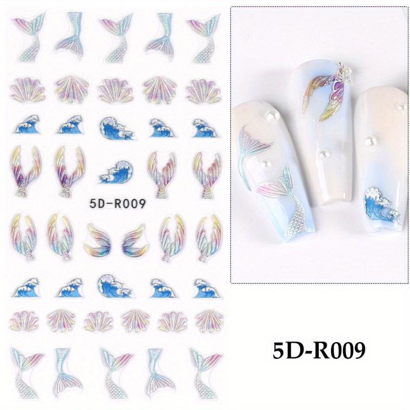 Colorful Fish Tail Nail Sticker 5D Mermaid Tail Nail Art Decals