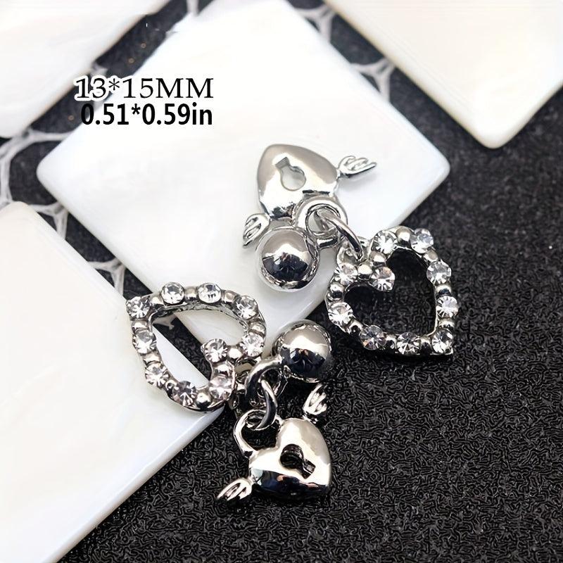 5pcs Heart Nail Charms w/ Pearls Zircon Pendant DIY Nail Decorations