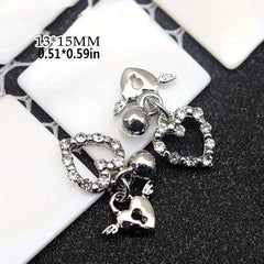 5pcs Heart Nail Charms w/ Pearls Zircon Pendant DIY Nail Decorations