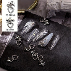 5pcs Heart Nail Charms w/ Pearls Zircon Pendant DIY Nail Decorations