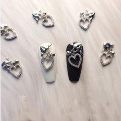 5pcs Heart Nail Charms w/ Pearls Zircon Pendant DIY Nail Decorations