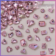 20 Pink Rhinestones for Nail Art and Crafts, Mixed Shapes with Pointed Backs