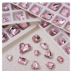 20 Pink Rhinestones for Nail Art and Crafts, Mixed Shapes with Pointed Backs