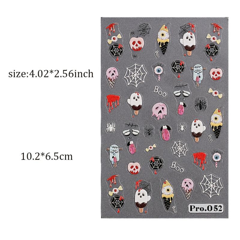2 Sheets Halloween Nail Art Stickers Decals Self Adhesive