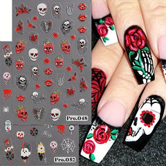 2 Sheets Halloween Nail Art Stickers Decals Self Adhesive