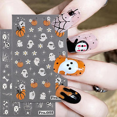 2 Sheets Halloween Nail Art Stickers Decals Self Adhesive