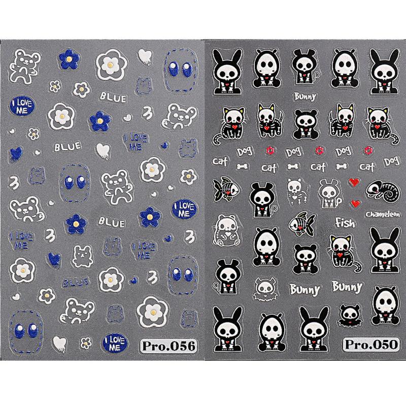 2 Sheets Halloween Nail Art Stickers Decals Self Adhesive