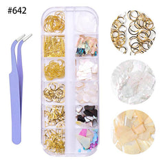 3D Holo Seashell Nail Art Decorations w/ Natural Abalone Slices & Sequins