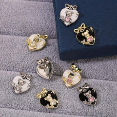 Alloy Bow Heart Bear Nail Charms 3D Metal Alloy Zircon Bow Heart Nail Rhinestone