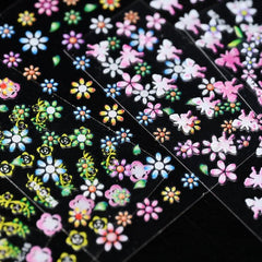 Flower Nail Art Sticker Set With Tweezers Nail File And Pusher