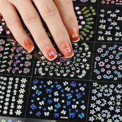 Flower Nail Art Sticker Set With Tweezers Nail File And Pusher