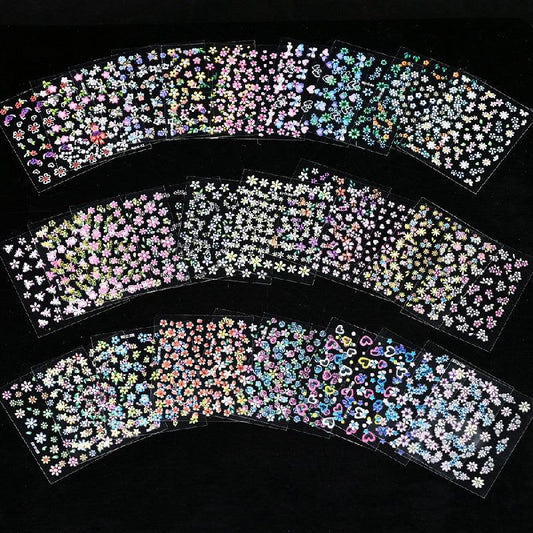 Flower Nail Art Sticker Set With Tweezers Nail File And Pusher