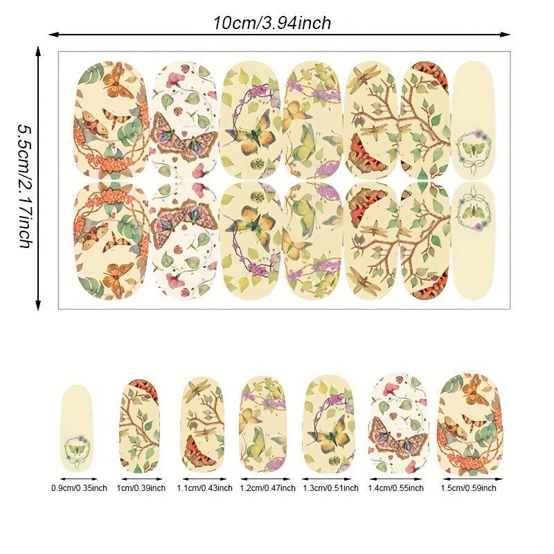 Butterfly Nail Polish Strips Self Adhesive Full Nail Wraps Sticker Manicure Kit