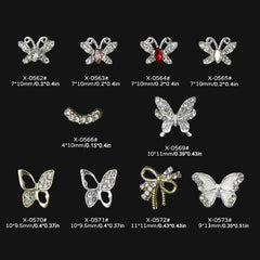 Aurora Zircon Butterfly Nail Art Rhinestones Charms 5 Pcs