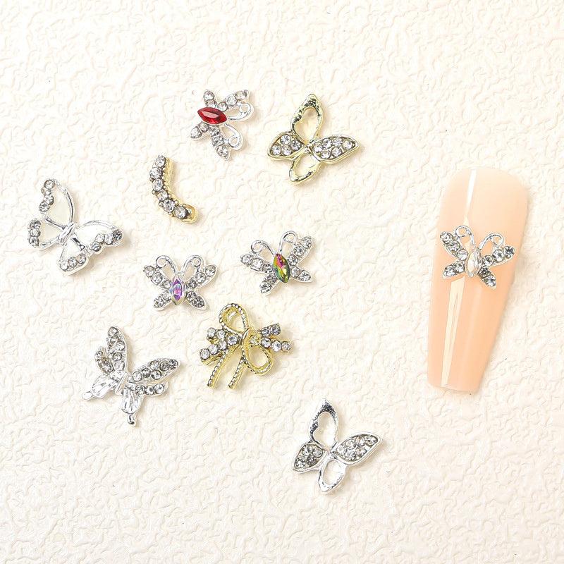 Aurora Zircon Butterfly Nail Art Rhinestones Charms 5 Pcs