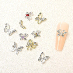 Aurora Zircon Butterfly Nail Art Rhinestones Charms 5 Pcs