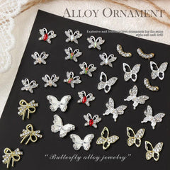 Aurora Zircon Butterfly Nail Art Rhinestones Charms 5 Pcs