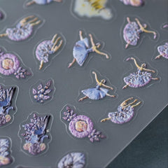 5D Embossed Dancing Girl Bird Plant Nail Stickers Nail Decal