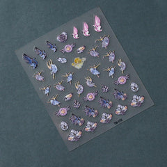5D Embossed Dancing Girl Bird Plant Nail Stickers Nail Decal