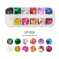 12 Colors Glitter Nail Sequins For Christmas And Fall 3D Nail Art Flakes