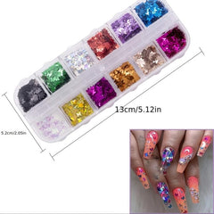 12 Colors Glitter Nail Sequins For Christmas And Fall 3D Nail Art Flakes