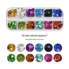 12 Colors Glitter Nail Sequins For Christmas And Fall 3D Nail Art Flakes