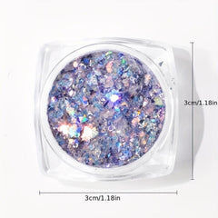 Holographic Nail Glitter Sequins Fluorescent 3D Sparkly Nail Art Stickers
