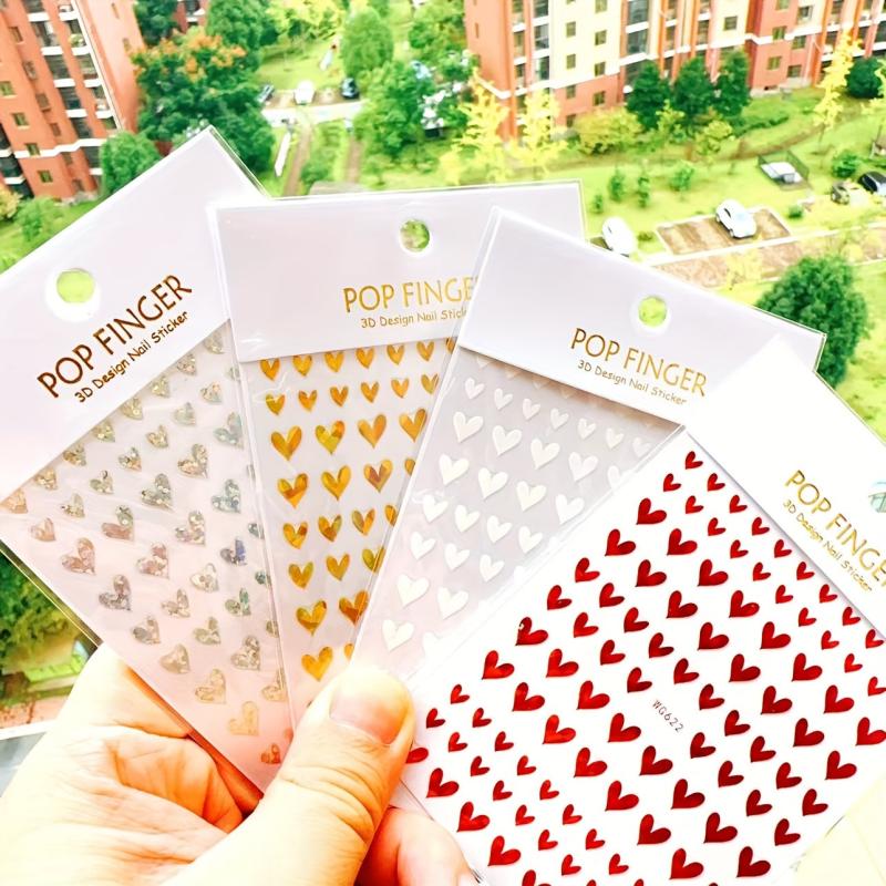 3D Laser Nail Decals Self Adhesive English Letter Nail Art Stickers