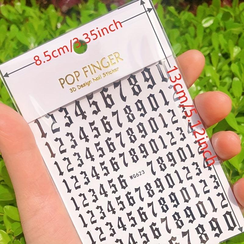 3D Laser Nail Decals Self Adhesive English Letter Nail Art Stickers
