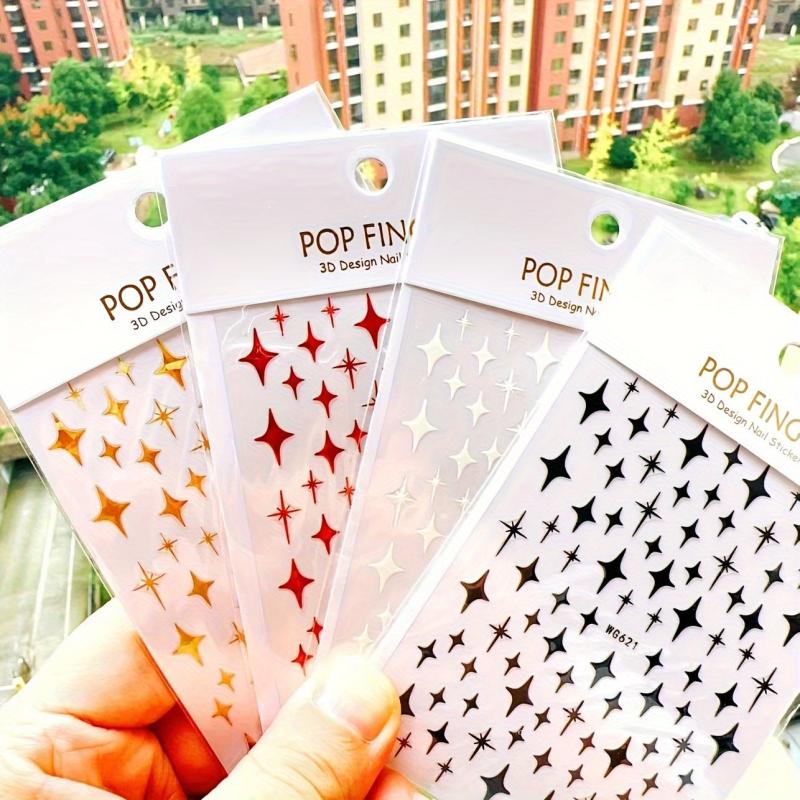 3D Laser Nail Decals Self Adhesive English Letter Nail Art Stickers