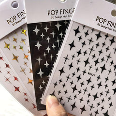 3D Laser Nail Decals Self Adhesive English Letter Nail Art Stickers