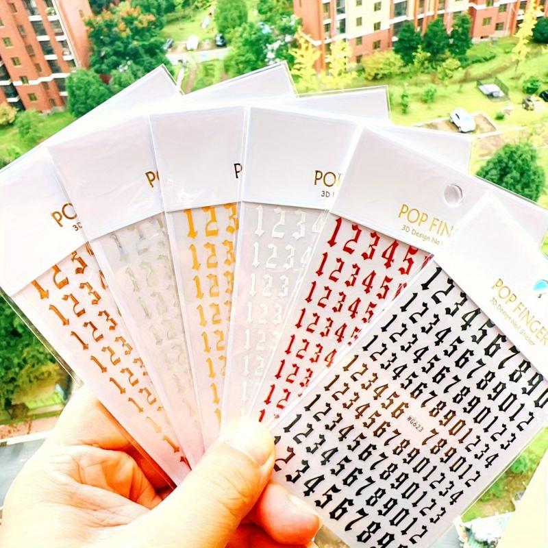 3D Laser Nail Decals Self Adhesive English Letter Nail Art Stickers