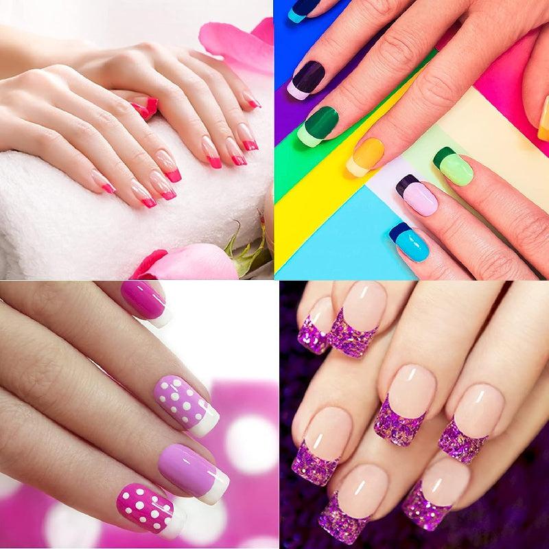 26pcs French Manicure Nail Stickers Set with Tweezers and Files