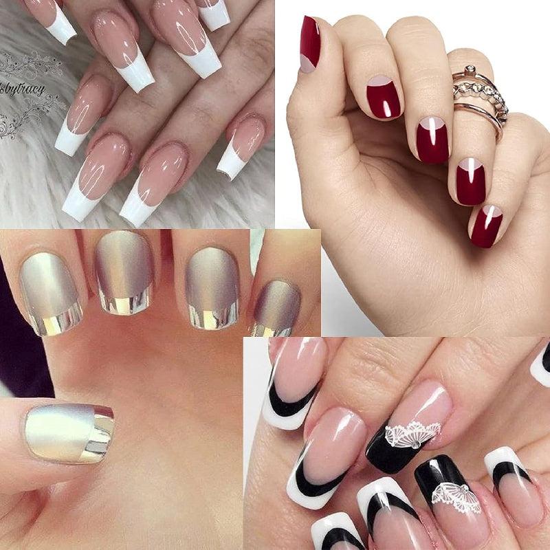 26pcs French Manicure Nail Stickers Set with Tweezers and Files