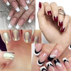 26pcs French Manicure Nail Stickers Set with Tweezers and Files