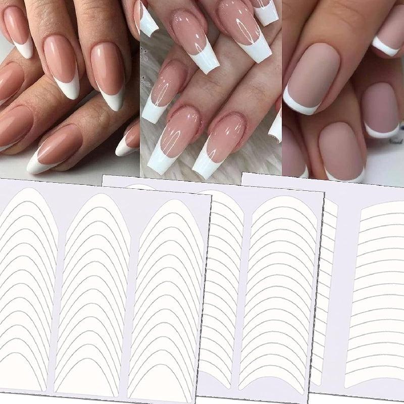 26pcs French Manicure Nail Stickers Set with Tweezers and Files