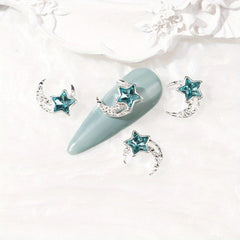 Alloy Moon Star Nail Charms with Rhinestones DIY Nail Art
