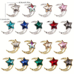 Alloy Moon Star Nail Charms with Rhinestones DIY Nail Art