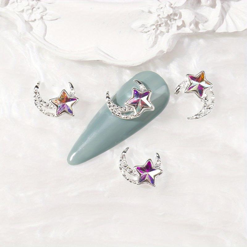 Alloy Moon Star Nail Charms with Rhinestones DIY Nail Art