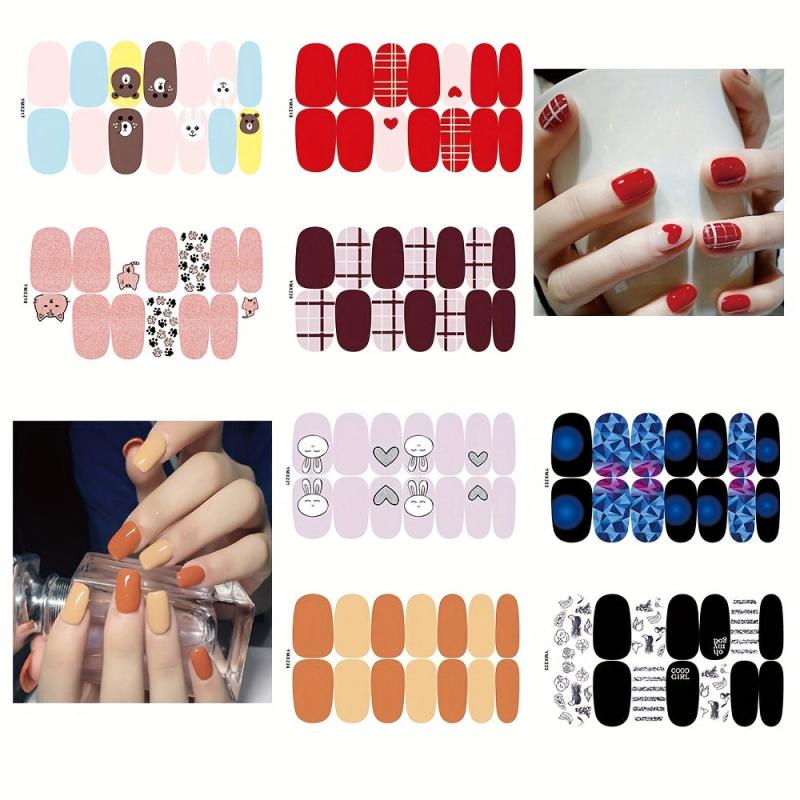 Colorful Nail Polish Stickers 8 Sheets Pack
