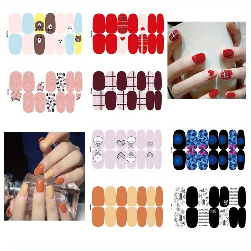 Colorful Nail Polish Stickers 8 Sheets Pack